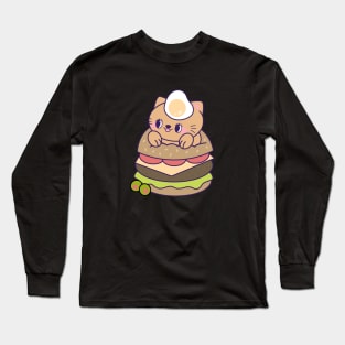 Cute Kawaii Cat in a Cheeseburger Long Sleeve T-Shirt